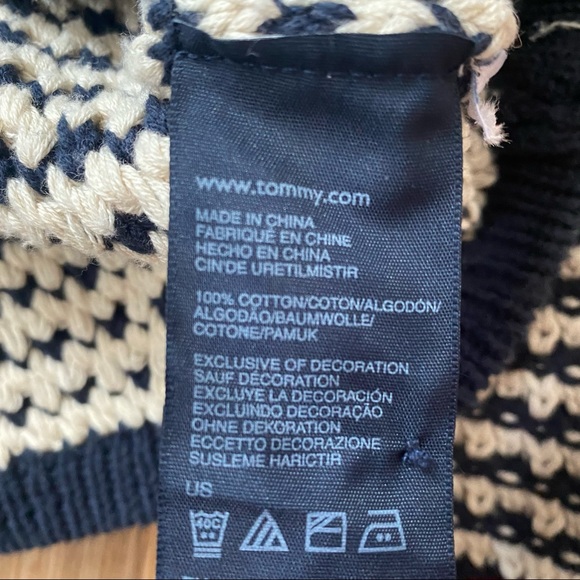 Tommy Hilfiger Womens Navy Blue Preppy Coastal Crochet Knit Cardigan Size Medium - Picture 7 of 8